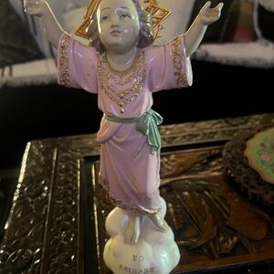 Angel Figurine in Pink and Gold - Decorative Home Accent-vintage